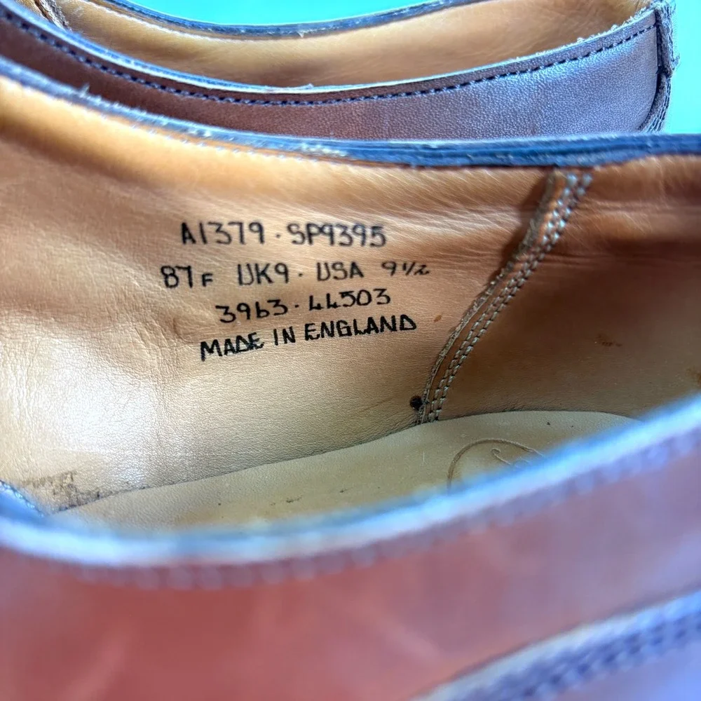 Alfred Sargent J.Crew Derby Shoes Brown Leather Cap Toe England A1379-SP9395 9.5